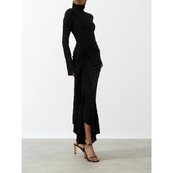 Victoria Beckham Eyelet Embroidered Jersey Dress with Twist Detail - Picture 4 of 16